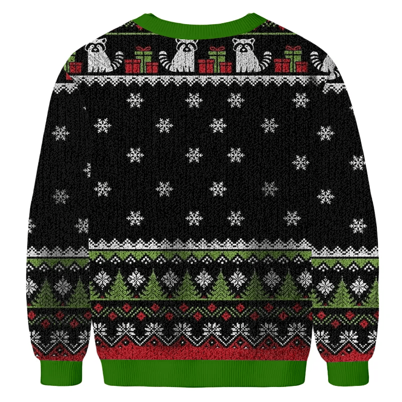 Raccoon Overstimulated And Festive AF Funny Ugly Sweater, Ugly Xmas Sweater, Christmas Ugly Sweatshirt