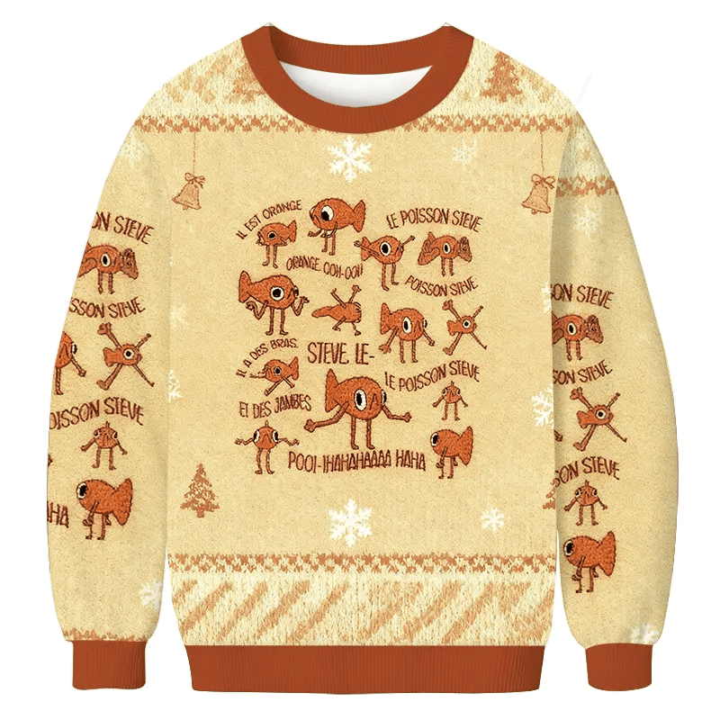 Funny Le Poisson Steve Vintage Christmas Sweater, Ugly Xmas Sweater, Christmas Ugly Sweatshirt