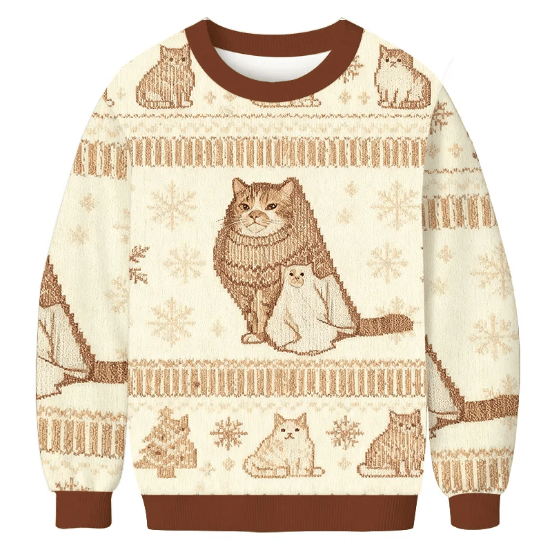 Ghost Cat Meme Vintage Christmas Sweater, Ugly Xmas Sweater, Christmas Ugly Sweatshirt