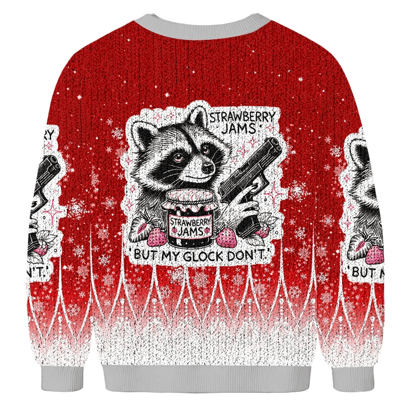 Gun-Wielding Raccoon Funny Ugly Sweater, Ugly Xmas Sweater, Christmas Ugly Sweatshirt
