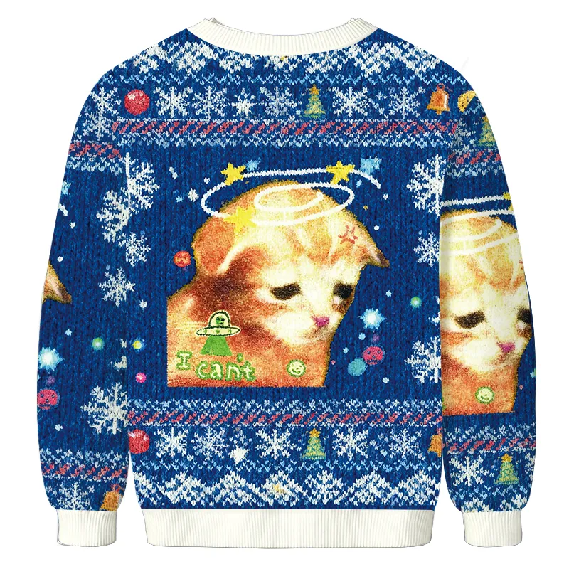 I Can't Sad Cat Vintage Christmas Sweater, Ugly Xmas Sweater, Christmas Ugly Sweatshirt