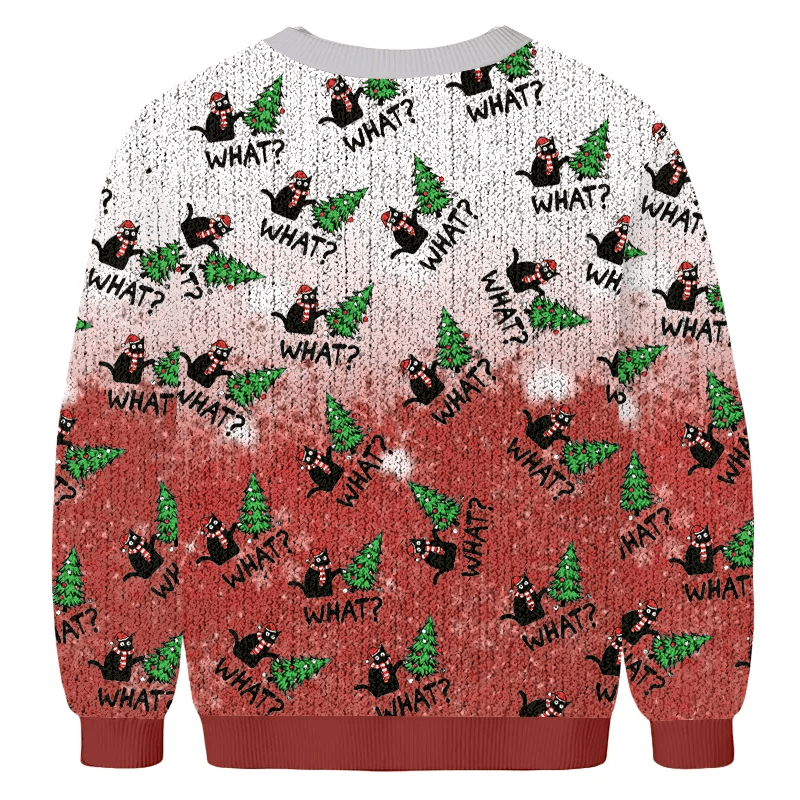Curious Cat Funny Ugly Sweater, Ugly Xmas Sweater, Christmas Ugly Sweatshirt