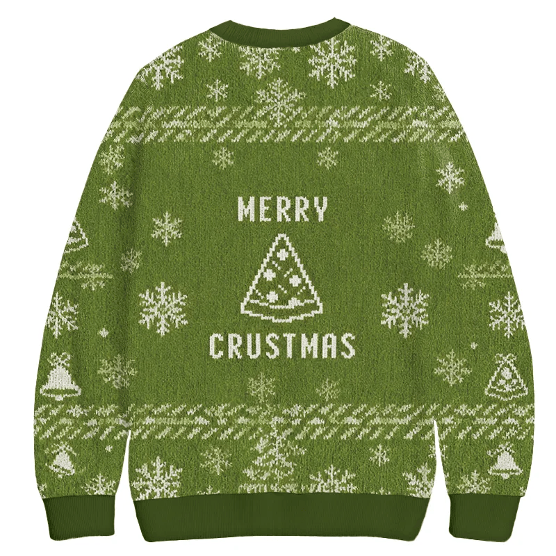 Merry Crustmas Pizza Christmas Ugly Sweatshirt, Vintage Christmas Sweater, Ugly Xmas Sweater