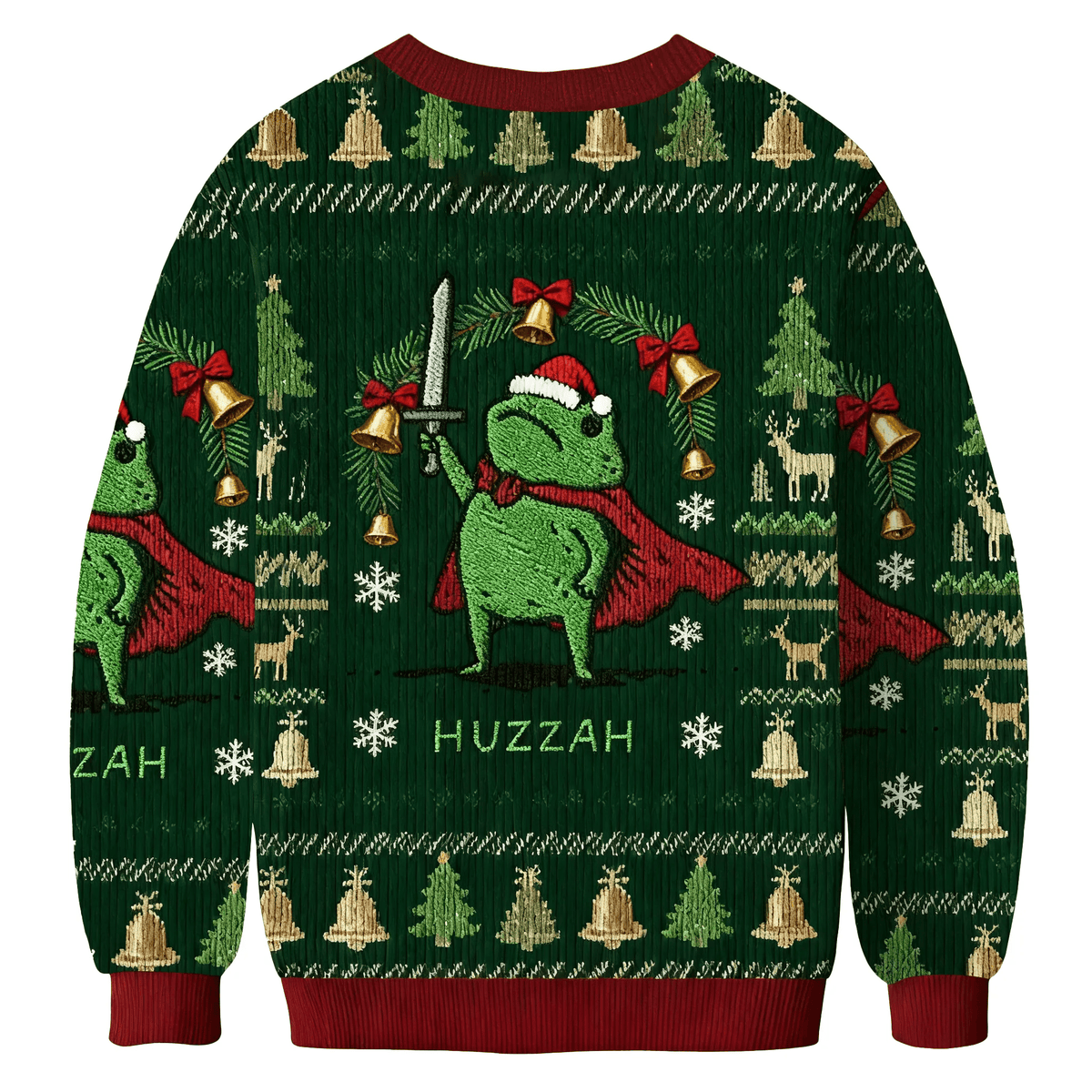 Huzzah Frog With Sword Funny Ugly Sweater, Ugly Xmas Sweater, Christmas Ugly Sweatshirt