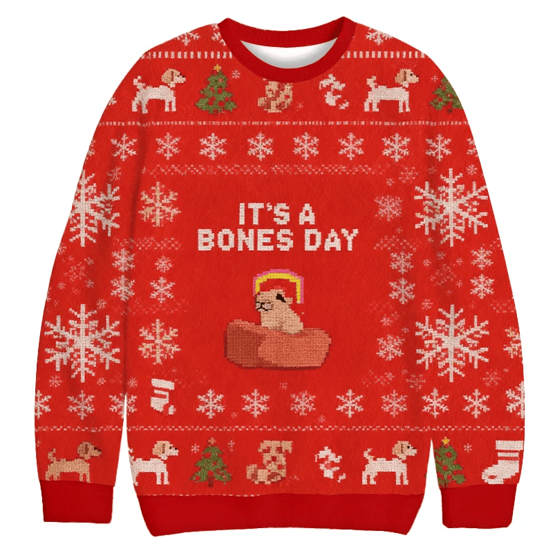 Bones Day Holiday Christmas Ugly Sweatshirt, Vintage Christmas Sweater, Ugly Xmas Sweater