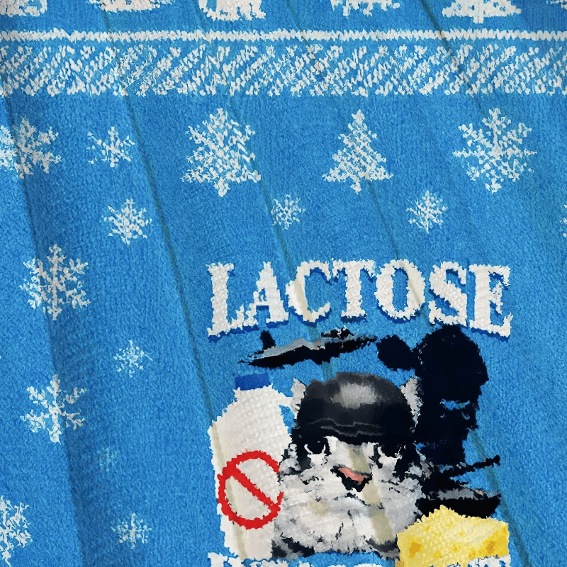 Lactose Intolerant Funny Cat Meme Ugly Sweater, Funny Christmas Ugly Sweatshirt, Gift Ideas For Cat Lovers