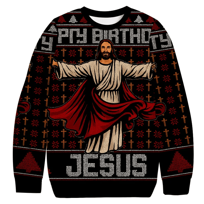 Happy Birthday Biblical Figure Vintage Christmas Sweater, Ugly Xmas Sweater, Christmas Ugly Sweatshirt
