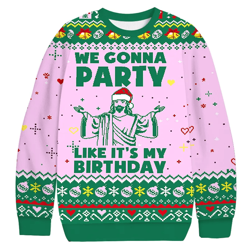 Jesus We Coona Party Christmas Ugly Sweatshirt, Vintage Christmas Sweater, Ugly Xmas Sweater