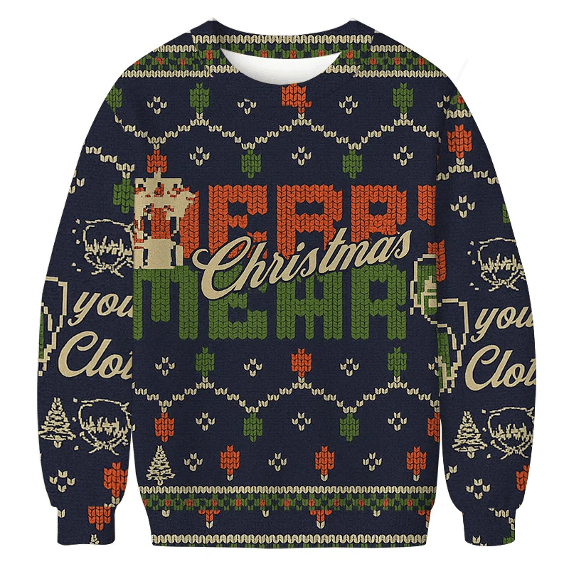 Merry Christmas Vintage Christmas Sweater, Ugly Xmas Sweater, Christmas Ugly Sweatshirt