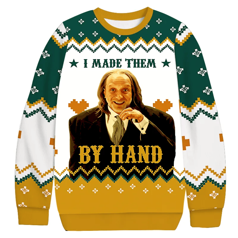 I Made Them By Hand Scary Movie Christmas Ugly Sweatshirt, Vintage Christmas Sweater, Ugly Xmas Sweater