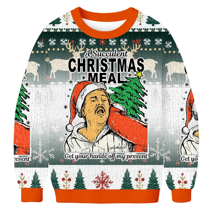 Juicy Christmas Feast Funny Ugly Sweater, Ugly Xmas Sweater, Christmas Ugly Sweatshirt