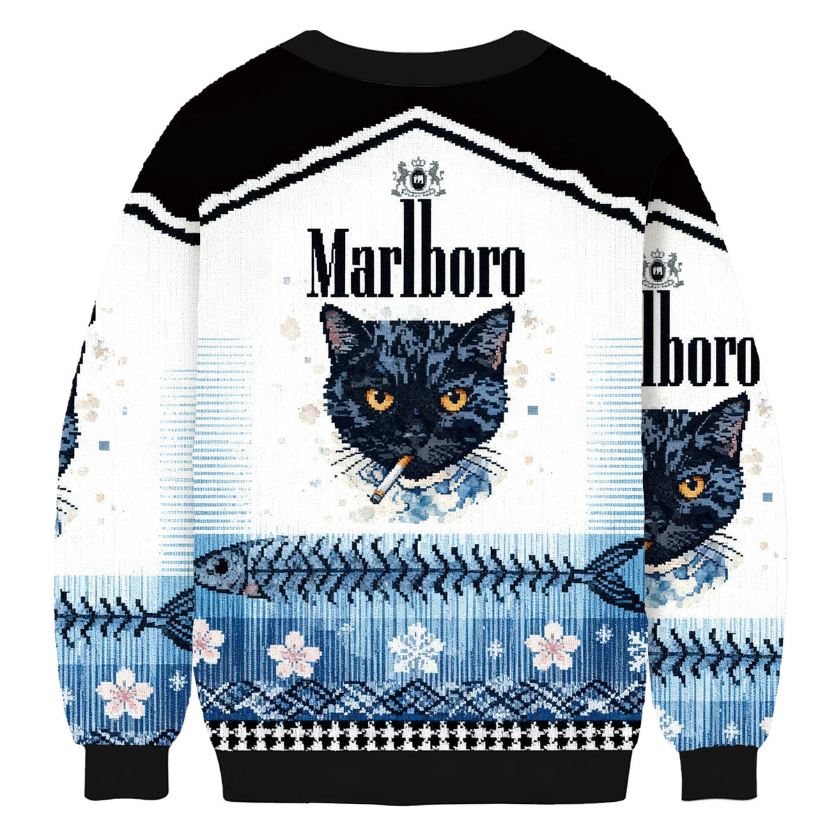 Funny Smoking Cat Black White Ugly Sweater, Funny Meme Christmas Sweater, Xmas Ugly Sweatshirt, Gift Ideas For Cat Lovers