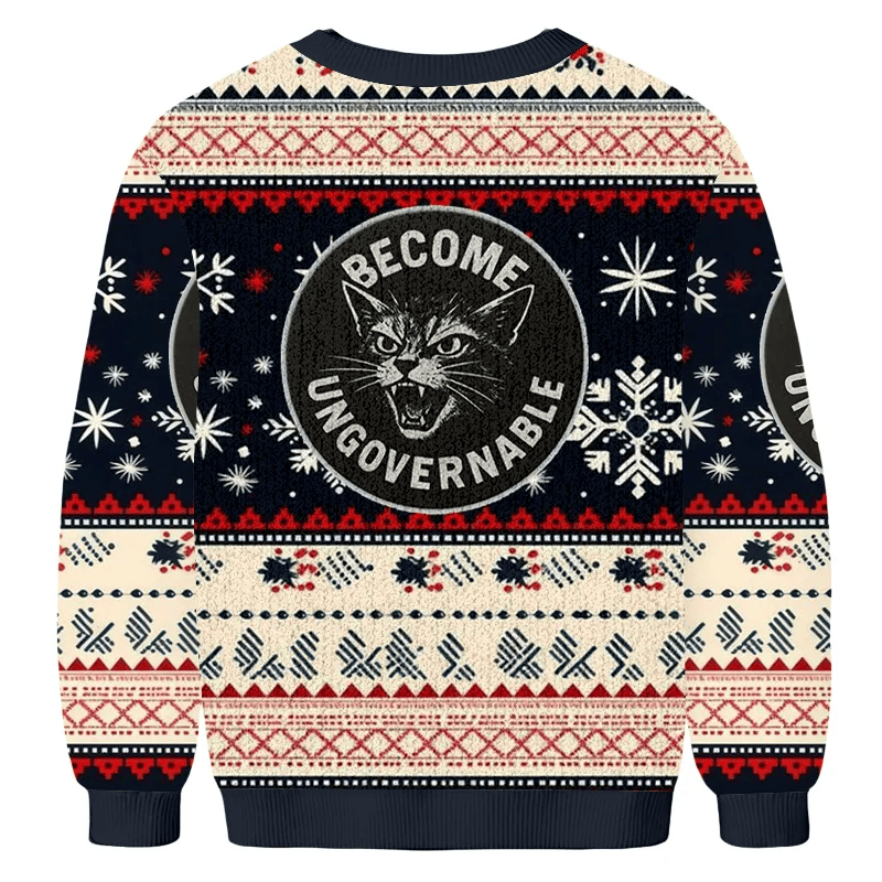 BECOME UNGOVERNABLE Funny Angry Cat Funny Ugly Sweater, Ugly Xmas Sweater, Christmas Ugly Sweatshirt