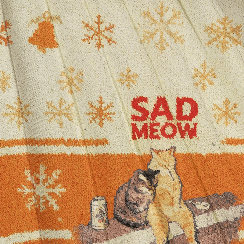Sad Meow Smoking Cat Vintage Christmas Sweater, Ugly Xmas Sweater, Christmas Ugly Sweatshirt