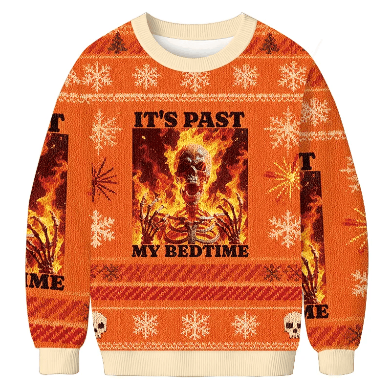 It's Past My Bedtime Funny Skeleton Meme Vintage Christmas Sweater, Ugly Xmas Sweater, Christmas Ugly Sweatshirt