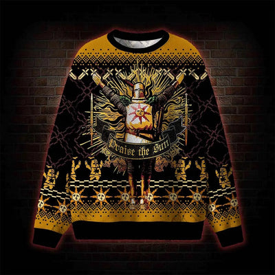 Praise the Sun Dark Souls Ugly Sweater, Funny Christmas Ugly Sweatshirt, Ugly Xmas Sweater ZZIPREV
