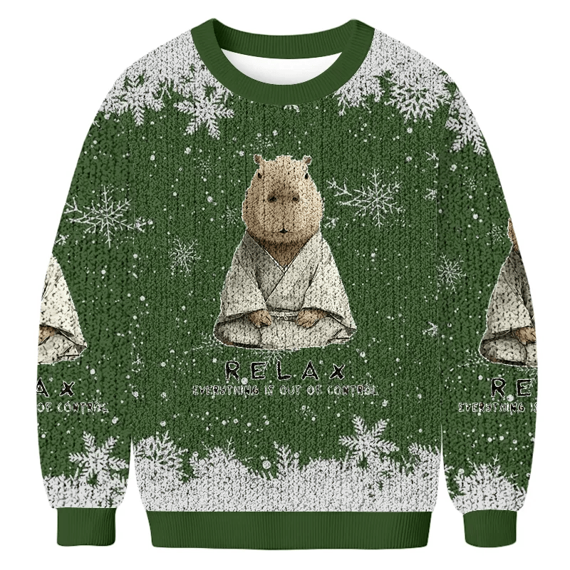 Kung Fu Capybara Funny Ugly Sweater, Ugly Xmas Sweater, Christmas Ugly Sweatshirt