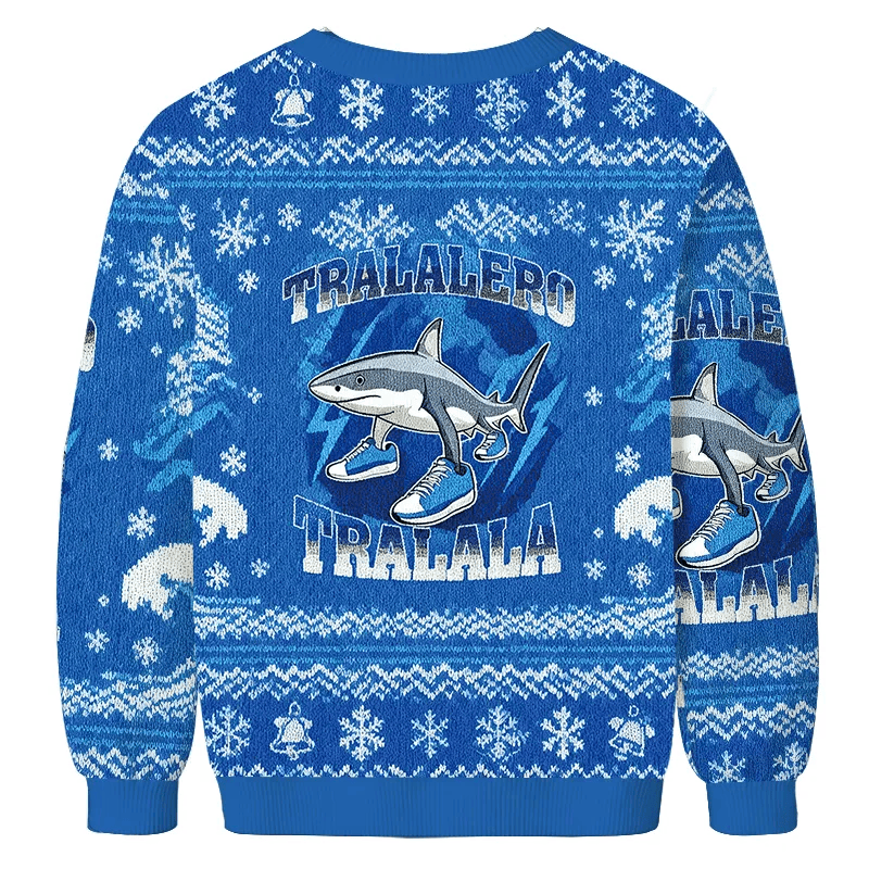 Tralalero Tralala Funny Shark Meme Vintage Christmas Sweater, Ugly Xmas Sweater, Christmas Ugly Sweatshirt