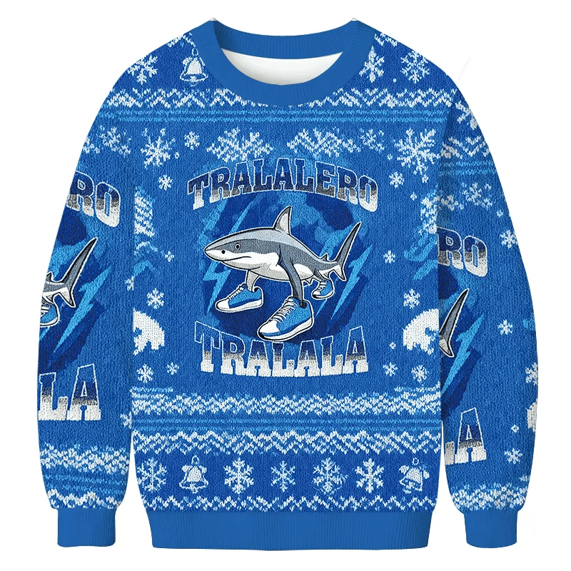 Tralalero Tralala Funny Shark Meme Vintage Christmas Sweater, Ugly Xmas Sweater, Christmas Ugly Sweatshirt