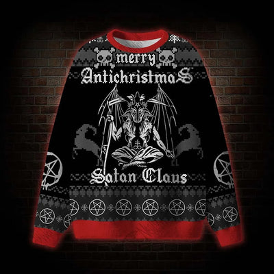 Merry Antichristmas Satan Claus Satanic Ugly Sweater, Funny Christmas Ugly Sweatshirt, Ugly Xmas Sweater