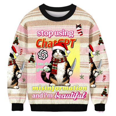 Stop Using ChatGPT Funny Ugly Sweater, Ugly Xmas Sweater, Christmas Ugly Sweatshirt