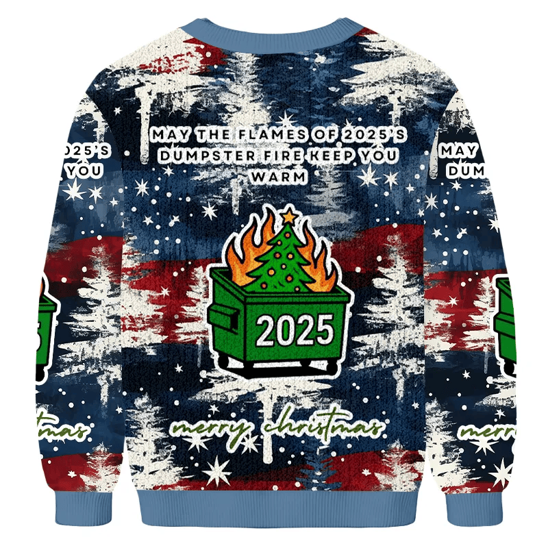 Dumpster Fire Funny Ugly Sweater, Ugly Xmas Sweater, Christmas Ugly Sweatshirt