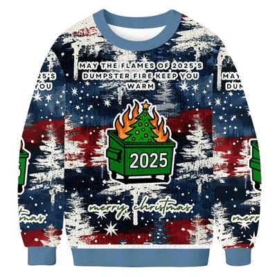 Dumpster Fire Funny Ugly Sweater, Ugly Xmas Sweater, Christmas Ugly Sweatshirt