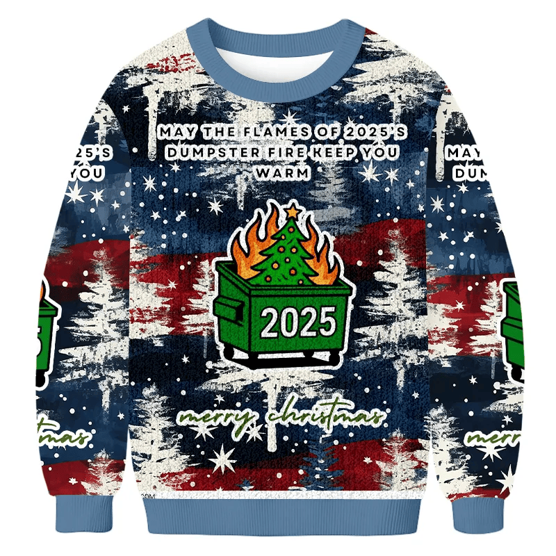 Dumpster Fire Funny Ugly Sweater, Ugly Xmas Sweater, Christmas Ugly Sweatshirt