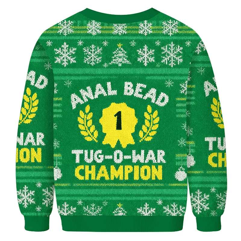 Bead Tug O War Champion Funny Green Christmas Ugly Sweatshirt, Vintage Christmas Sweater, Ugly Xmas Sweater
