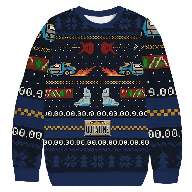 Back in Time For Christmas Back to the Future Ugly Sweater, Funny Christmas Ugly Sweatshirt, Ugly Xmas Sweater ZZIPREV