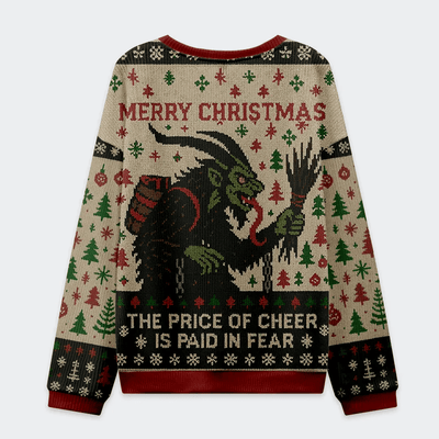 Krampus The Price Of Cheer Is Paid In Fear Christmas Ugly Sweatshirt, Vintage Christmas Sweater, Ugly Xmas Sweater