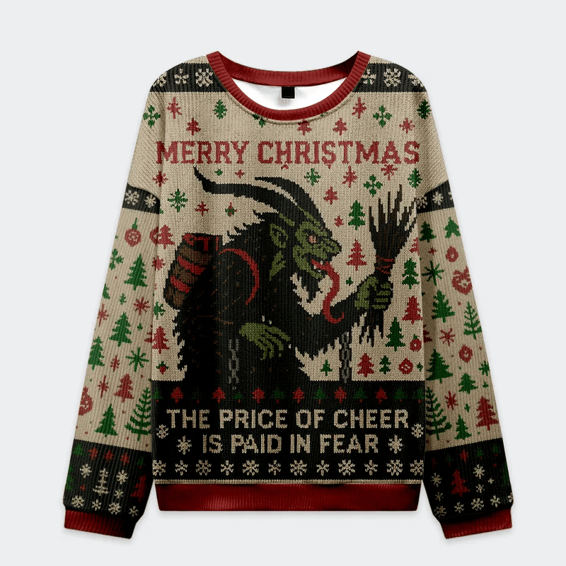 Krampus The Price Of Cheer Is Paid In Fear Christmas Ugly Sweatshirt, Vintage Christmas Sweater, Ugly Xmas Sweater