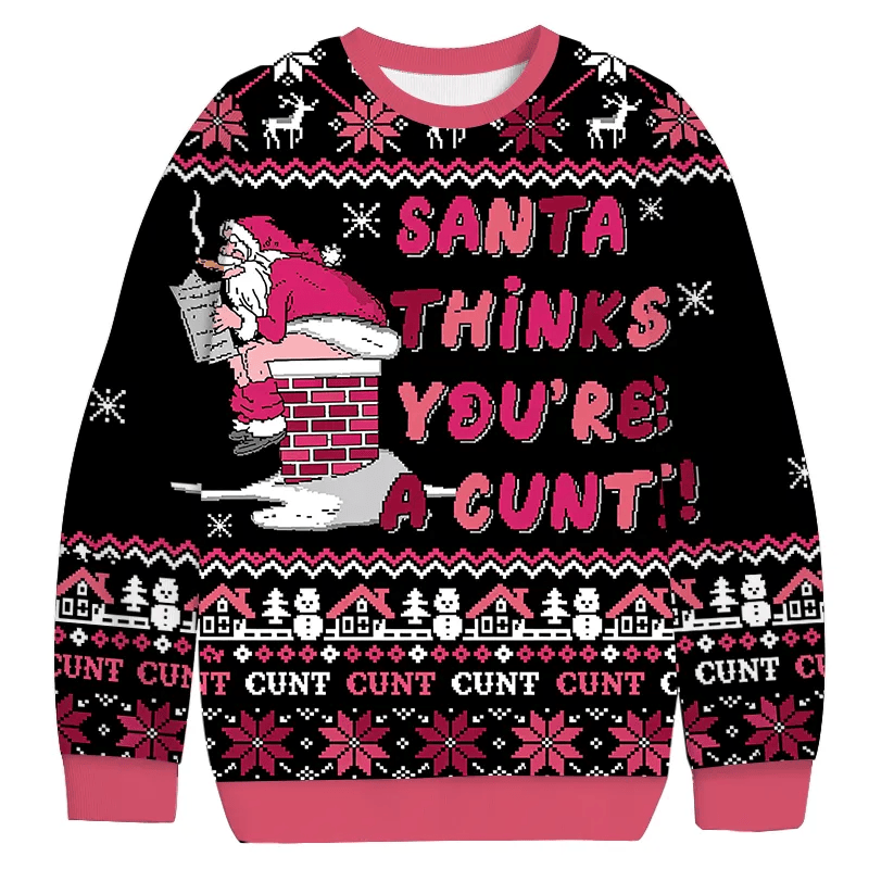 Funny Santa Christmas Ugly Sweatshirt, Vintage Christmas Sweater, Ugly Xmas Sweater