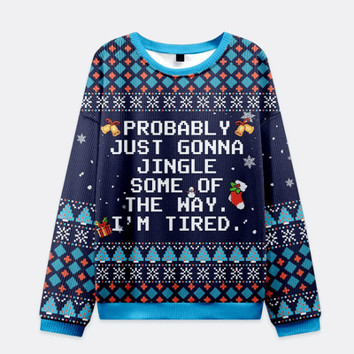 Too Tired to Fully Jingle Christmas Ugly Sweatshirt, Vintage Christmas Sweater, Ugly Xmas Sweater