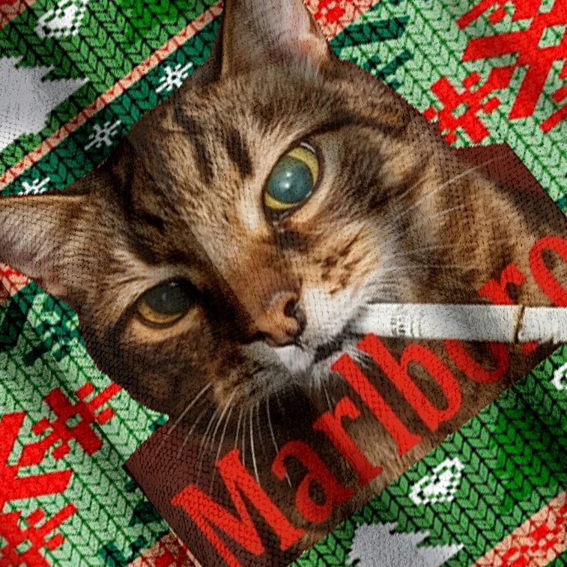 Smoking Cat Funny Ugly Sweater, Ugly Xmas Sweater, Christmas Ugly Sweatshirt