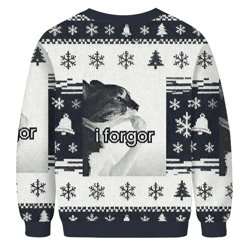 I Forgor Cat Meme Vintage Christmas Sweater, Ugly Xmas Sweater, Christmas Ugly Sweatshirt