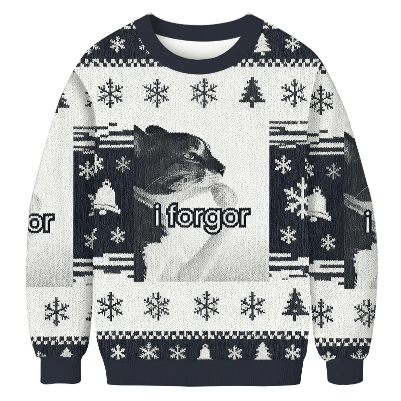 I Forgor Cat Meme Vintage Christmas Sweater, Ugly Xmas Sweater, Christmas Ugly Sweatshirt