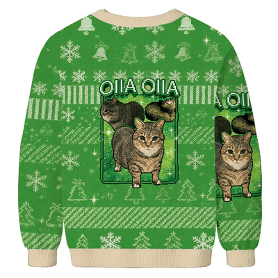 Oiia Cat Funny Meme Vintage Christmas Sweater, Ugly Xmas Sweater, Christmas Ugly Sweatshirt