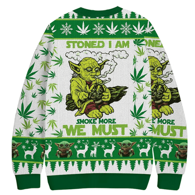 Stoned I am Smoke More We Must Vintage Christmas Sweater, Ugly Xmas Sweater, Christmas Ugly Sweatshirt