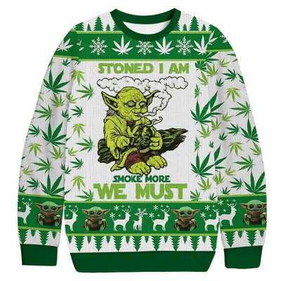 Stoned I am Smoke More We Must Vintage Christmas Sweater, Ugly Xmas Sweater, Christmas Ugly Sweatshirt