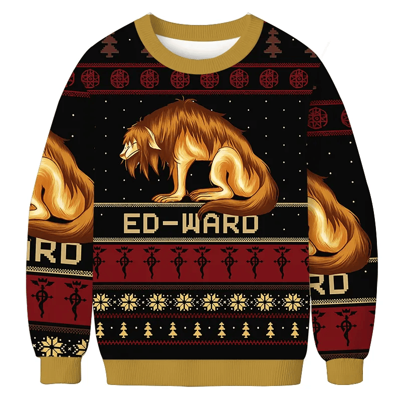 Fullmetal Alchemist Chimera Nina Tucker Edward Vintage Christmas Sweater, Ugly Xmas Sweater, Christmas Ugly Sweatshirt ZZIPREV