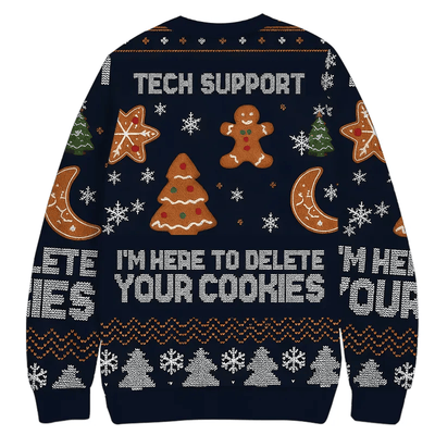 I'm Here To Delete Your Cookies Vintage Christmas Sweater, Ugly Xmas Sweater, Christmas Ugly Sweatshirt