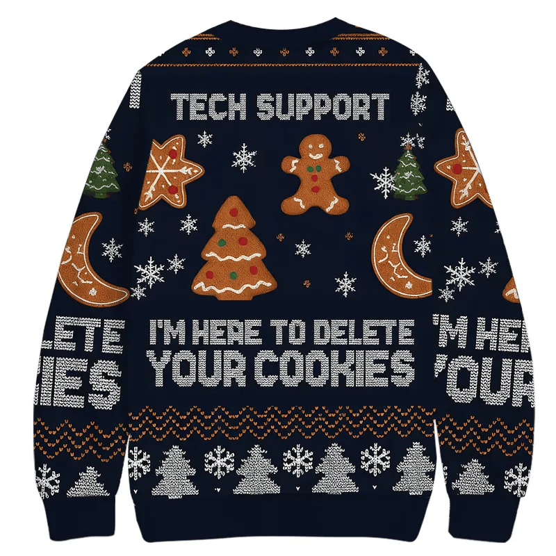 I'm Here To Delete Your Cookies Vintage Christmas Sweater, Ugly Xmas Sweater, Christmas Ugly Sweatshirt