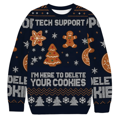 I'm Here To Delete Your Cookies Vintage Christmas Sweater, Ugly Xmas Sweater, Christmas Ugly Sweatshirt