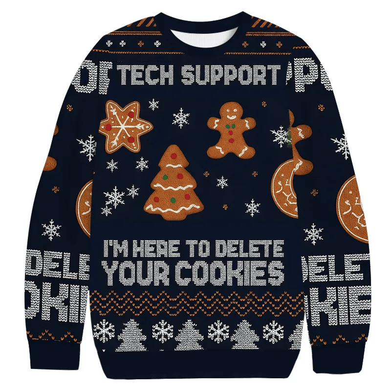 I'm Here To Delete Your Cookies Vintage Christmas Sweater, Ugly Xmas Sweater, Christmas Ugly Sweatshirt
