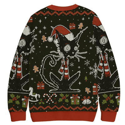 Messy Cat Vintage Christmas Sweater, Ugly Xmas Sweater, Christmas Ugly Sweatshirt