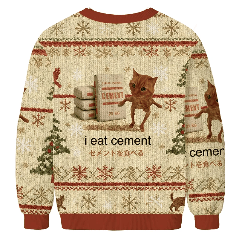 I Eat Cement Meme Vintage Christmas Sweater, Ugly Xmas Sweater, Christmas Ugly Sweatshirt