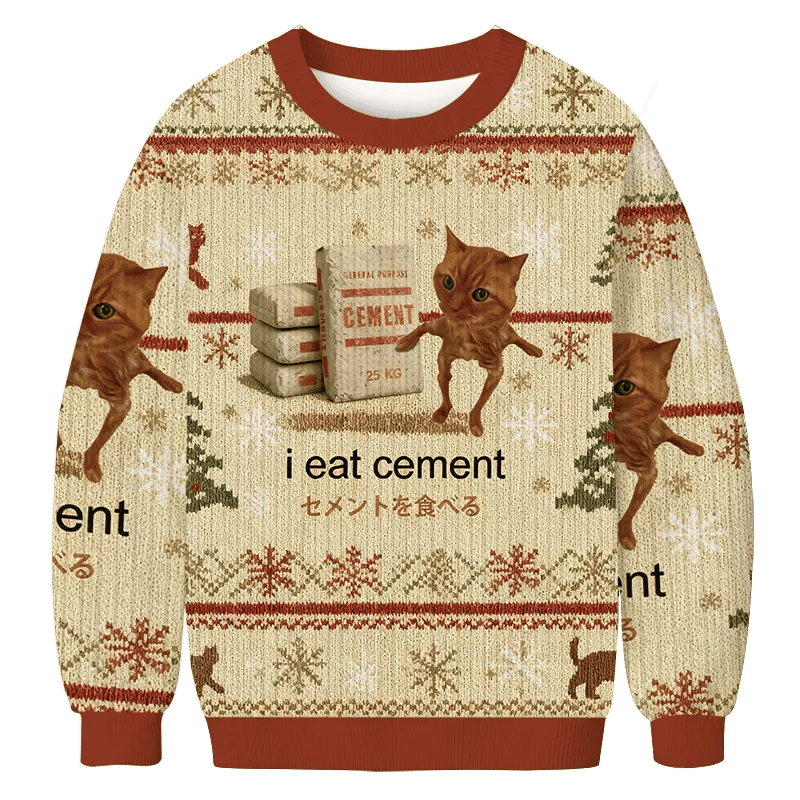 I Eat Cement Meme Vintage Christmas Sweater, Ugly Xmas Sweater, Christmas Ugly Sweatshirt