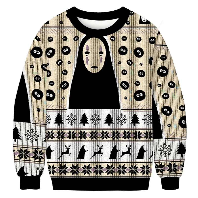 No Face and Soot Sprites Vintage Christmas Sweater, Ugly Xmas Sweater, Christmas Ugly Sweatshirt