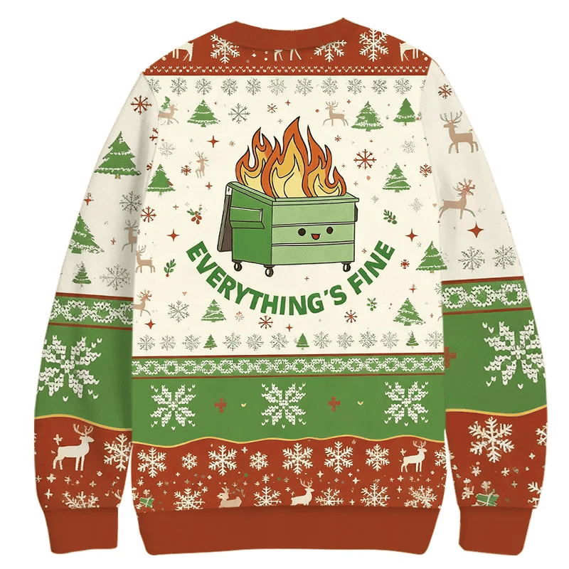Everything is Fine Vintage Christmas Sweater, Ugly Xmas Sweater, Christmas Ugly Sweatshirt
